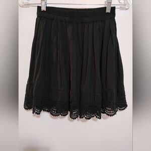 AEROPOSTALE Elegant Black Lace Trim Skirt Flare Rayon Cotton Girls' S